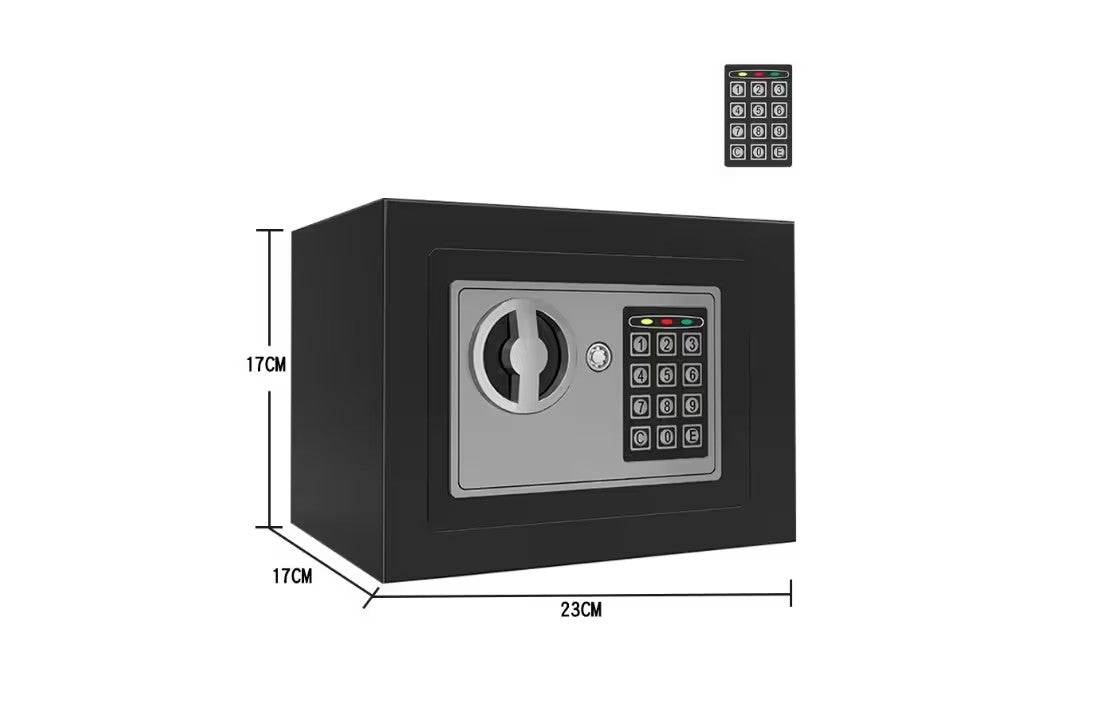 Seif Electronic, At Performance, Standard Mini cu Cifru si Cheie, din otel, 17x23x17 cm, Gri